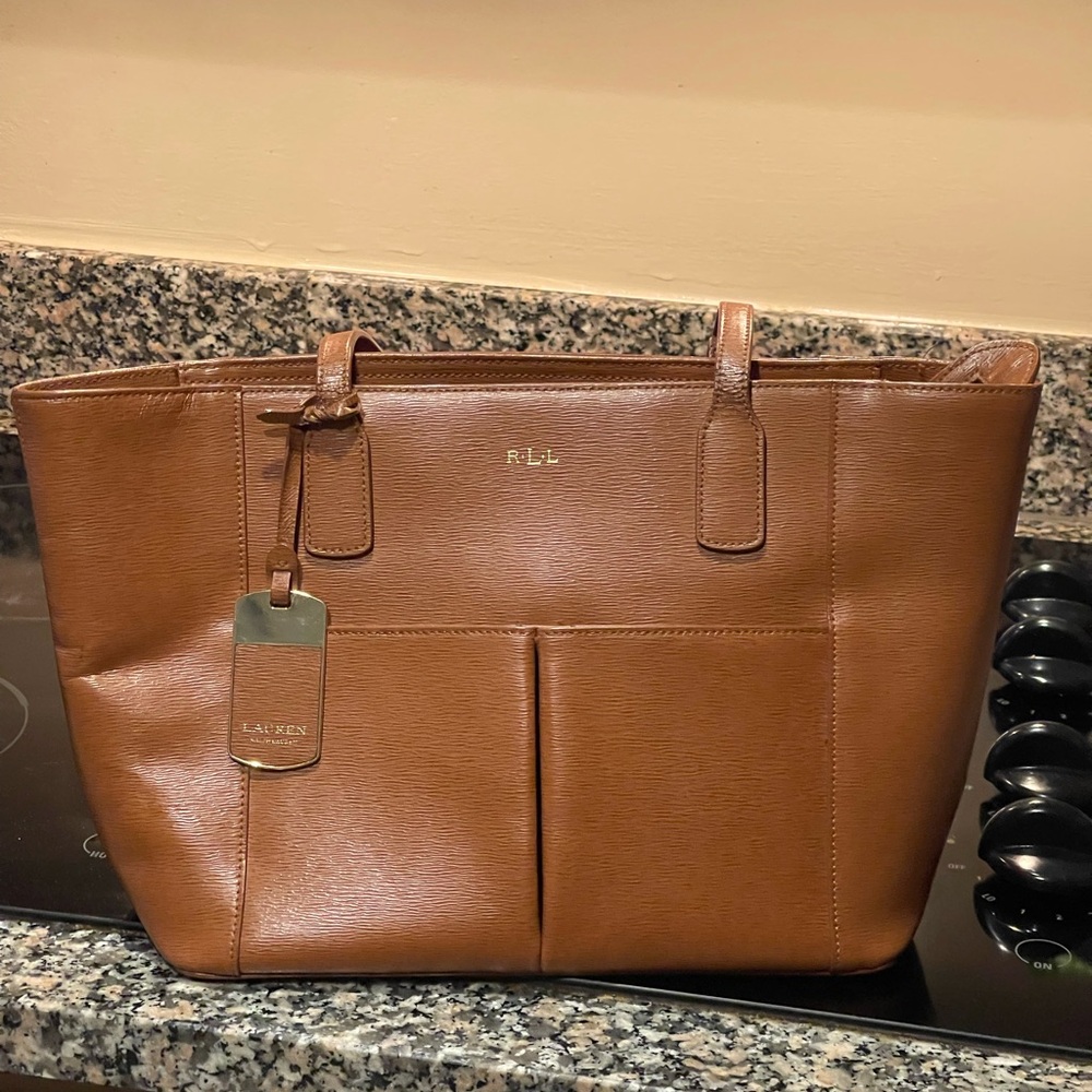 Lauren Ralph Lauren Tan Leather Tote Bag